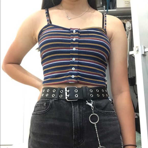 Urban Outfitters Tops - Striped Button Front Cropped Tank